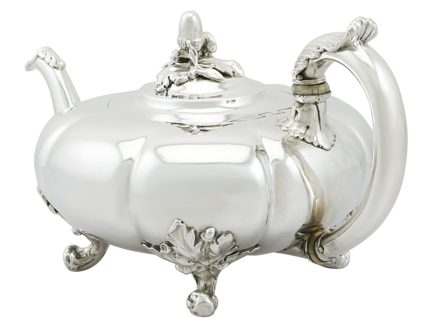 British 1837 Antique Victorian Sterling Silver Teapot