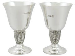 Vintage 1950s Pair of Sterling Silver Goblets