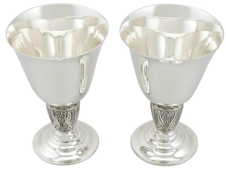 Vintage 1950s Pair of Sterling Silver Goblets at 1stdibs