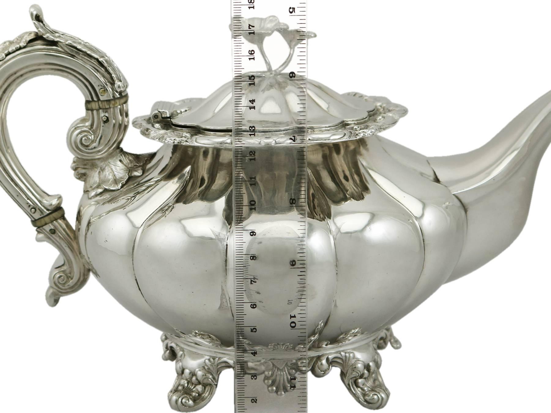 1830s Victorian Irish Sterling Silver Teapot 5