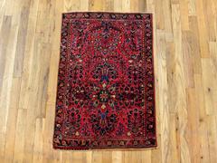 Antique Persian Sarouk Oriental Rug with Floral Design in Small Size, circa 1910
