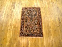 Antique Persian Sarouk Oriental Rug with Floral Design, circa 1910, Small Size