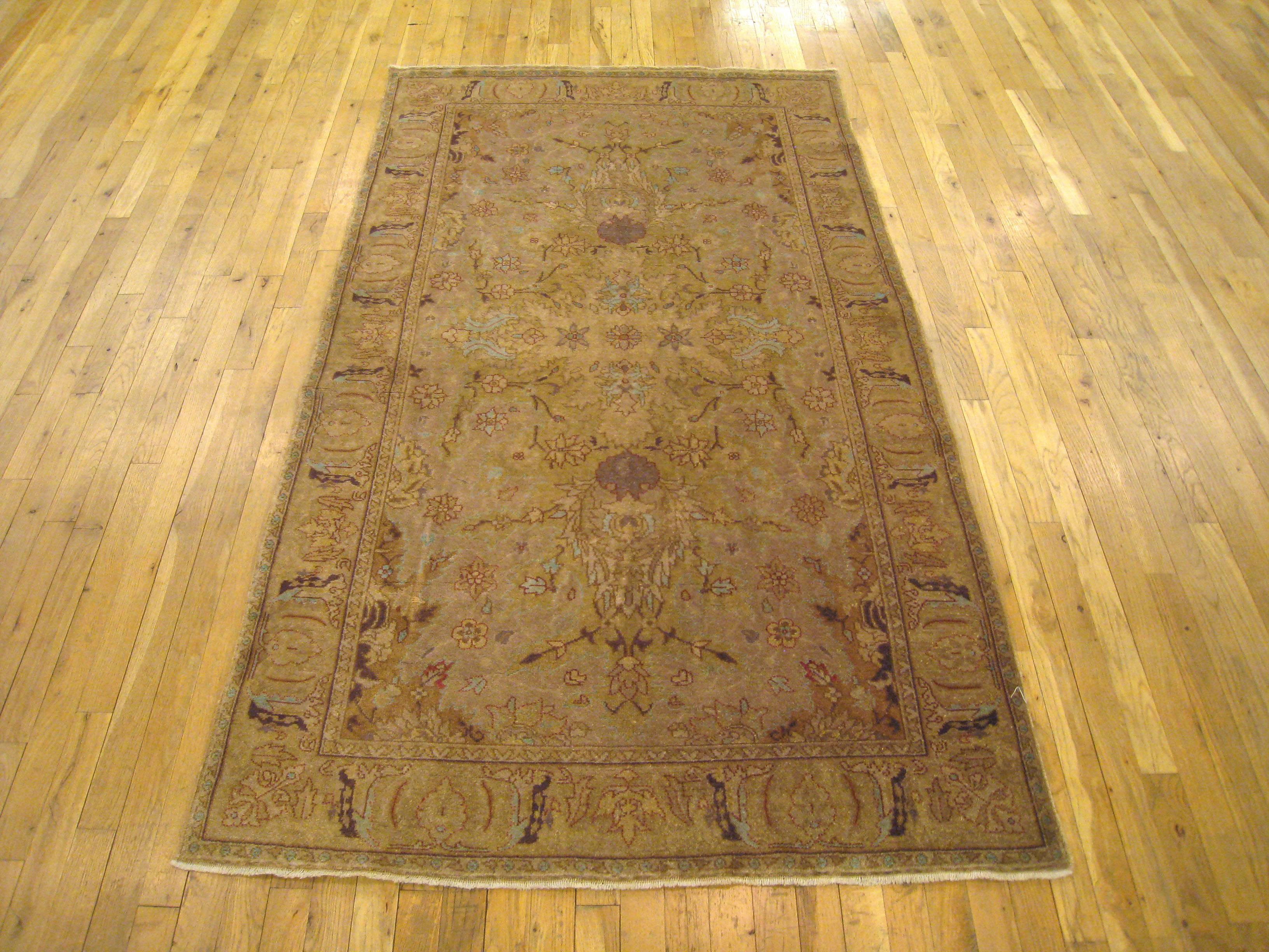 Hand-Woven Antique Indian Agra Oriental Carpet, in Small Size, with Soft Colors, circa 1900 For Sale
