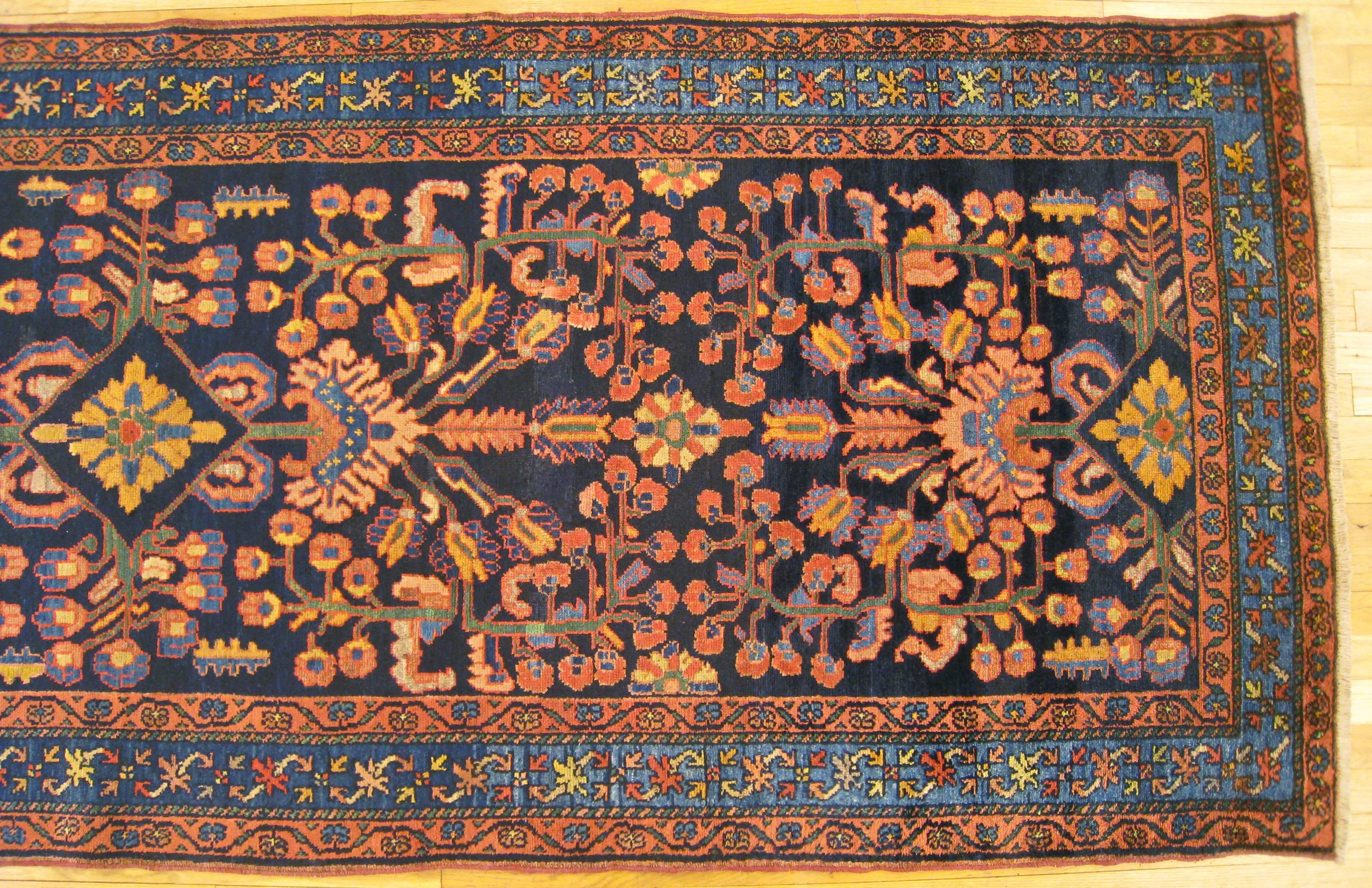 Antique Persian Hamadan Runner with Floral Design and Jewel Tones, circa 1920 In Excellent Condition In New York, NY