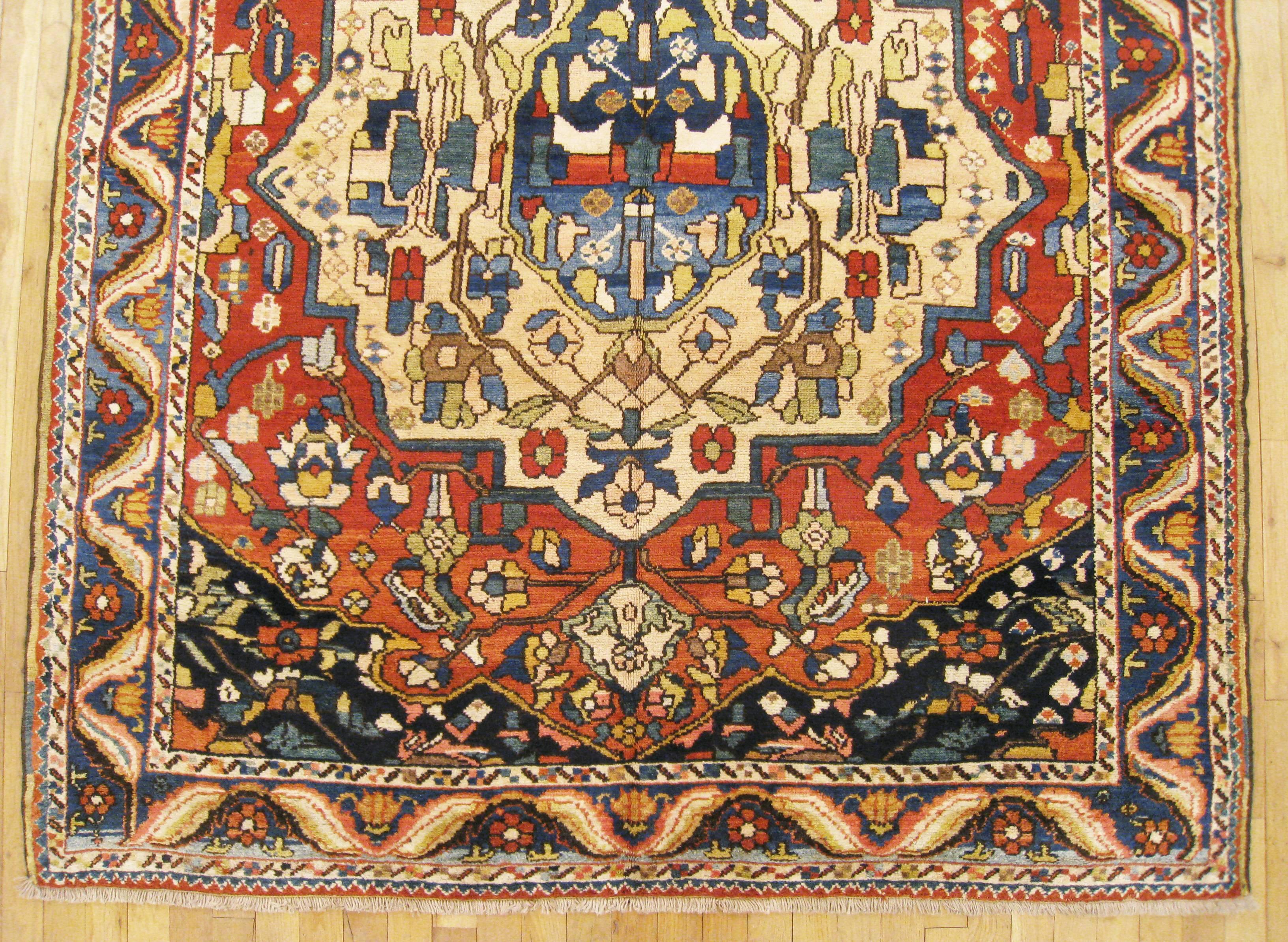 Hand-Knotted Antique Northwest Persian Oriental Rug, in Gallery Size, with Dual Medallions