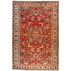 Antique Persian Serapi Carpet, in Large Size, with Allover Design & Ivory Border 11