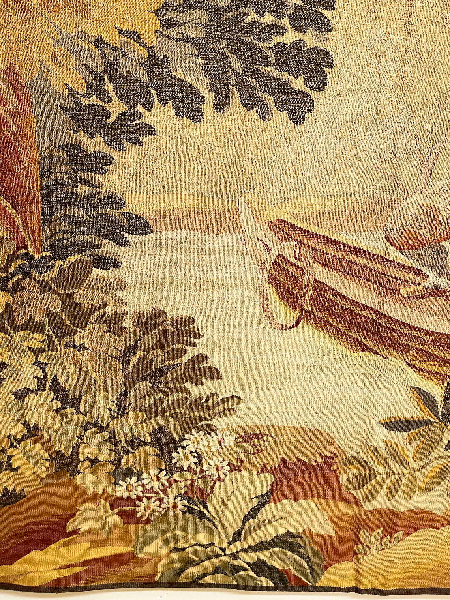Late 19th Century French Aubusson Rustic Tapestry, with Fishermen at Sea 2