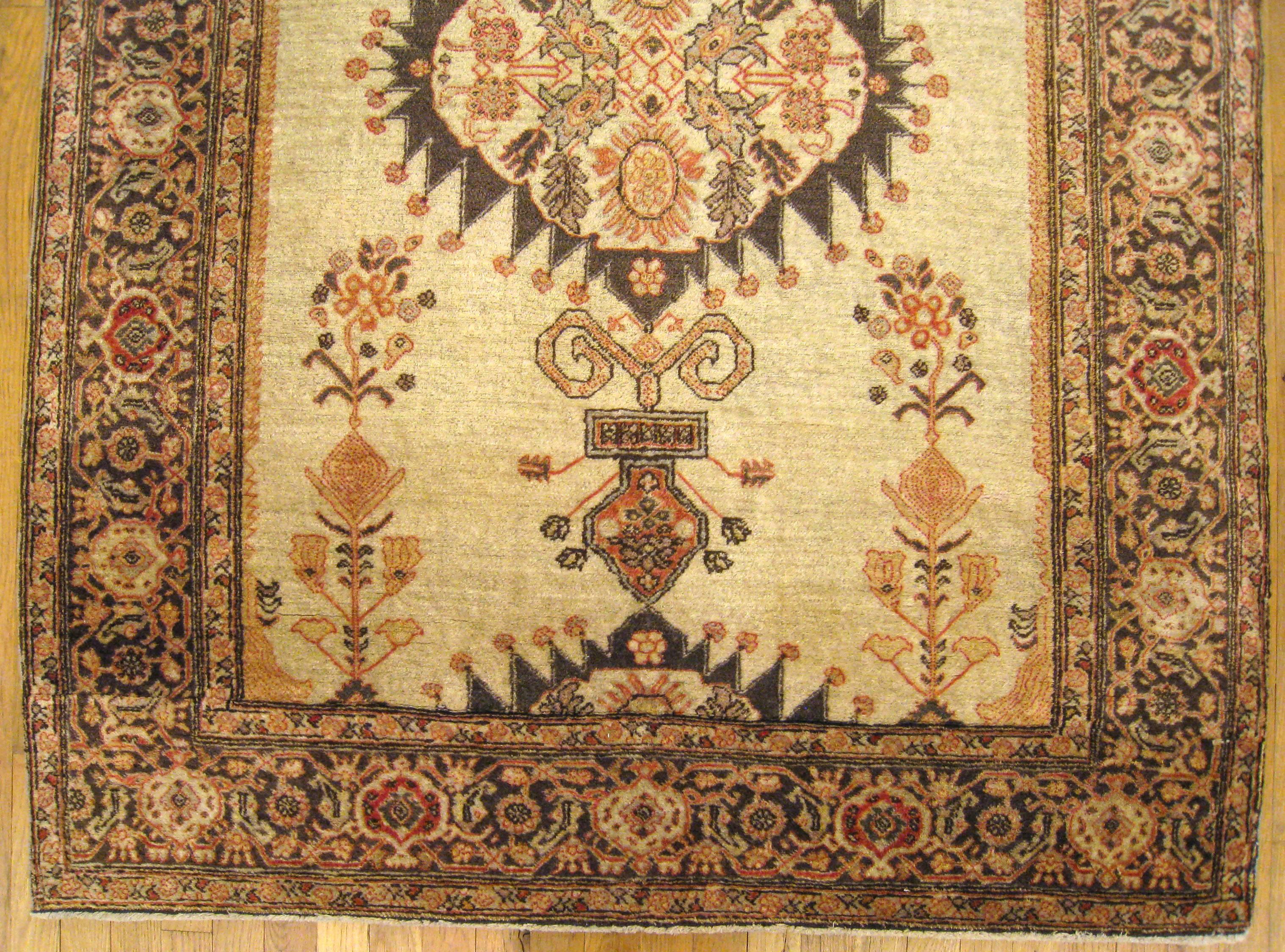 Hand-Knotted Antique Persian Tabriz Decorative Oriental Rug, in Small Size, Soft Earth Tones For Sale