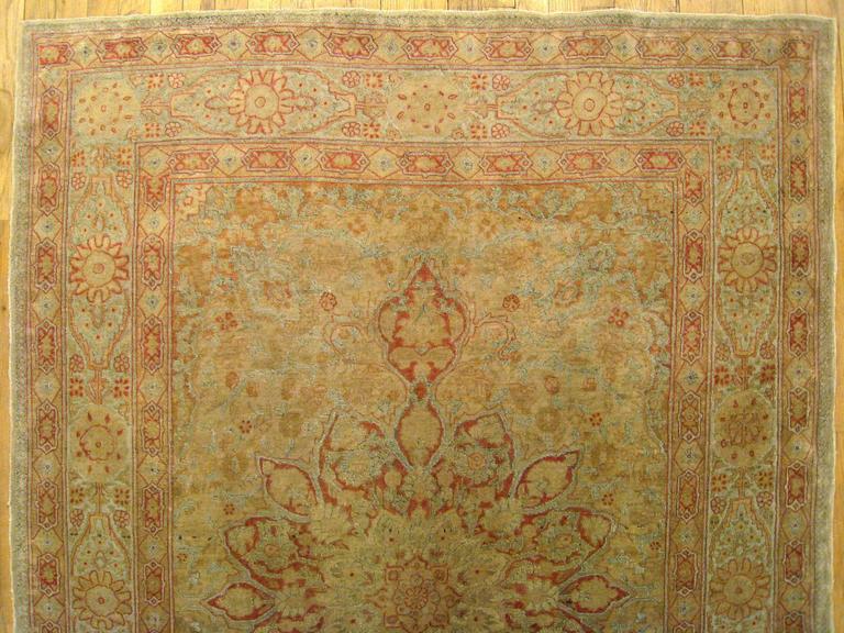 Antique Persian Tabriz Oriental Rug in Small Size with Medallion and