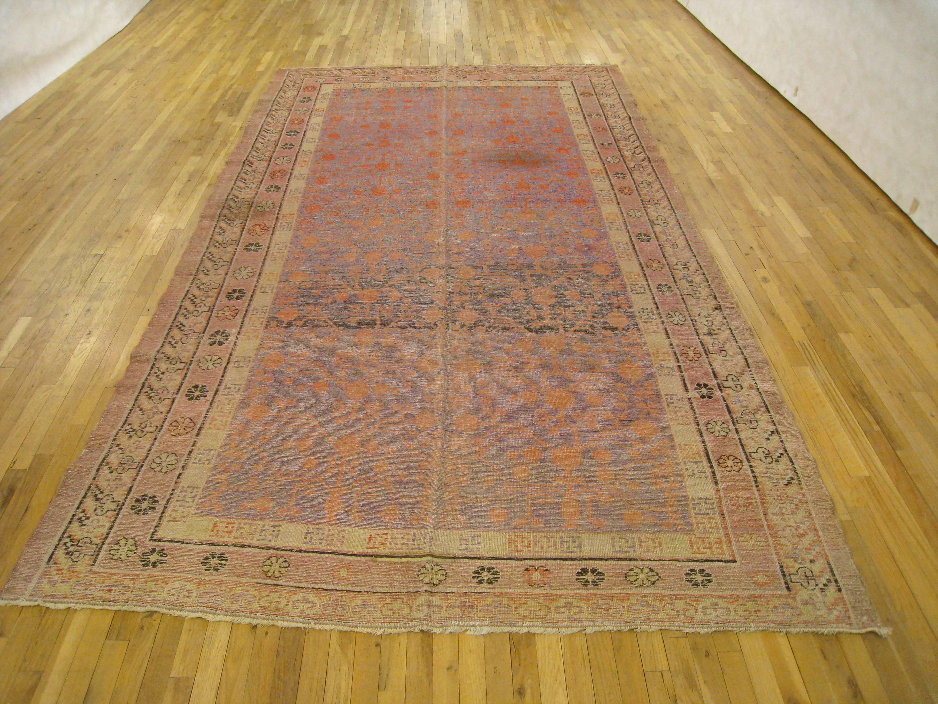 Late 19th Century Antique Khotan Decorative Oriental Carpet in Gallery Size, circa 1890, Soft Blue For Sale