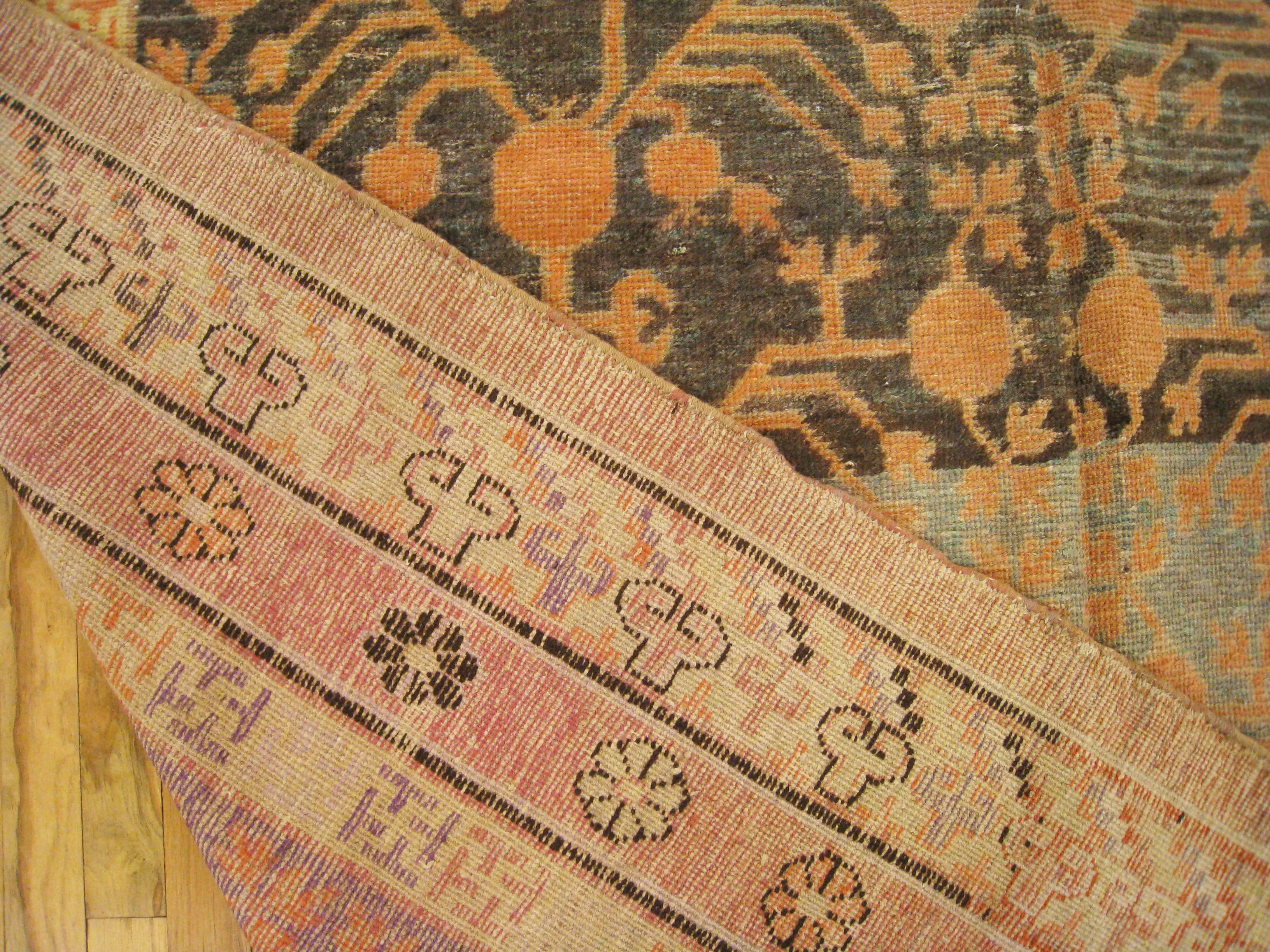 Antique Khotan Decorative Oriental Carpet in Gallery Size, circa 1890, Soft Blue For Sale 2