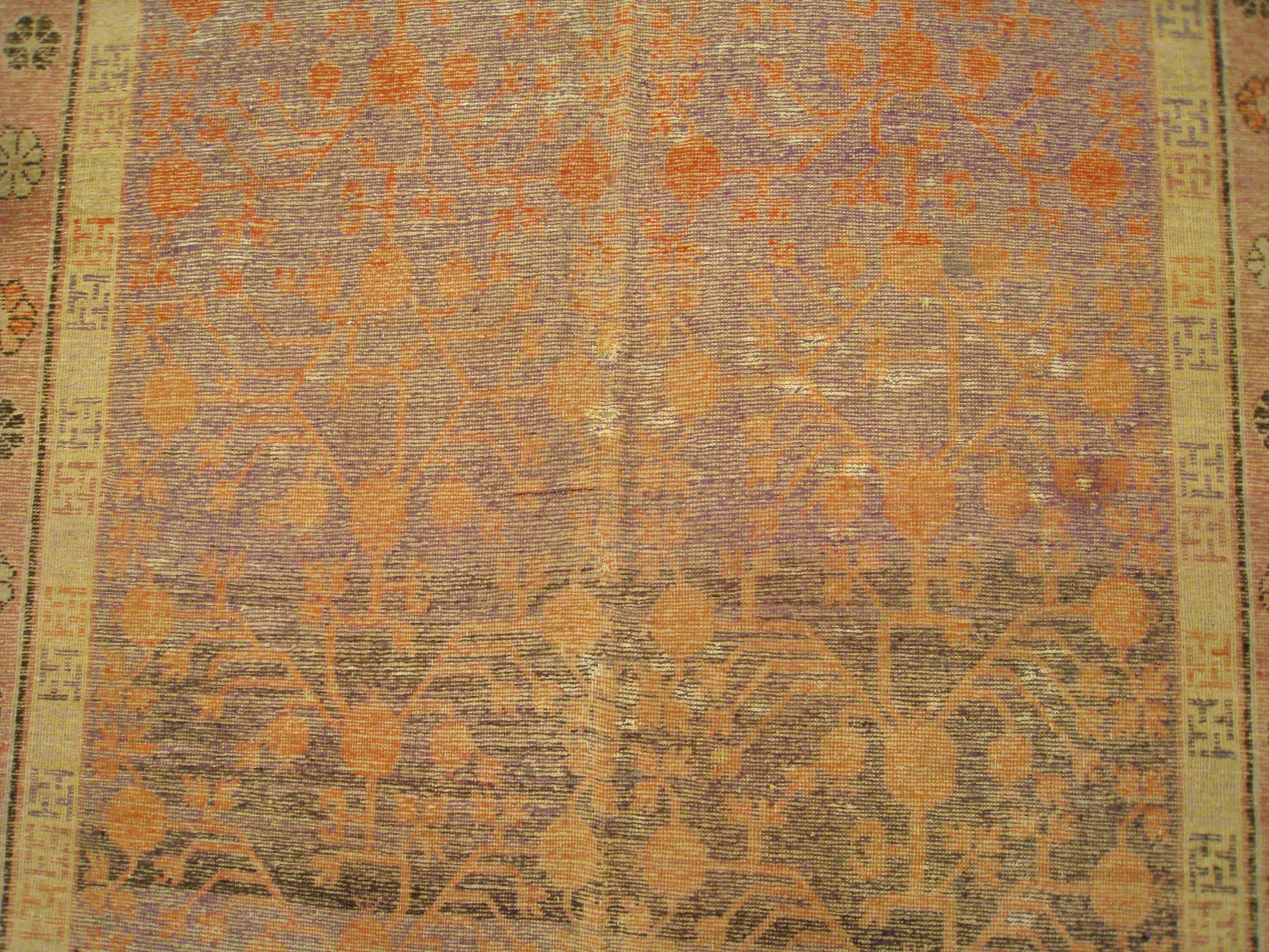 Antique Khotan Decorative Oriental Carpet in Gallery Size, circa 1890, Soft Blue For Sale 3