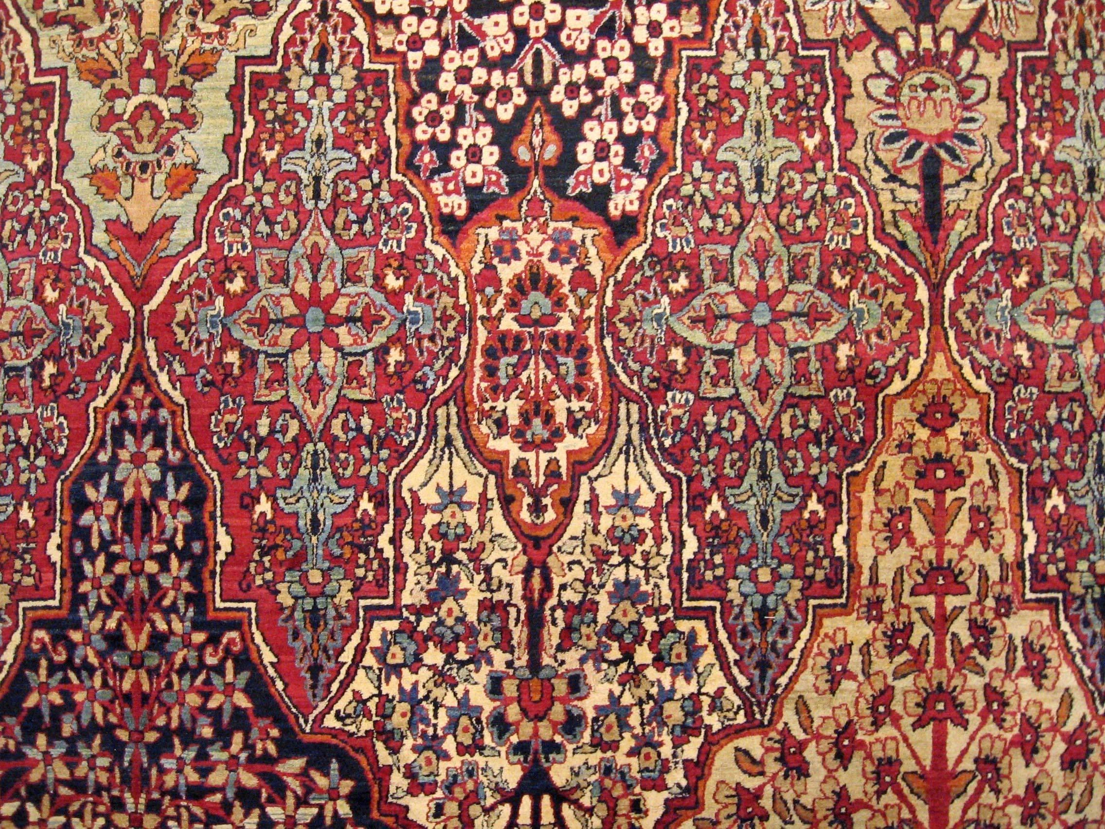 Wool Antique Persian Lavar Oriental Carpet, Mansion Size, with Allover Floral Design For Sale