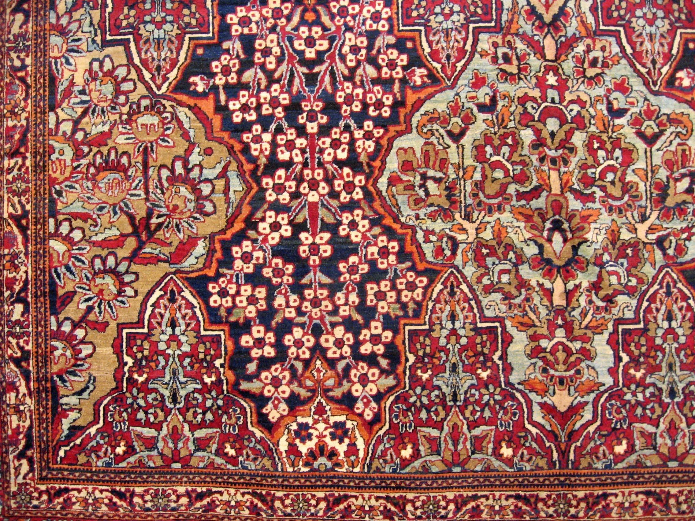 Late 19th Century Antique Persian Lavar Oriental Carpet, Mansion Size, with Allover Floral Design For Sale