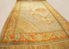 Antique Turkish Oushak Oriental Carpet, Mansion Size, w/ Medallion & Soft Colors
