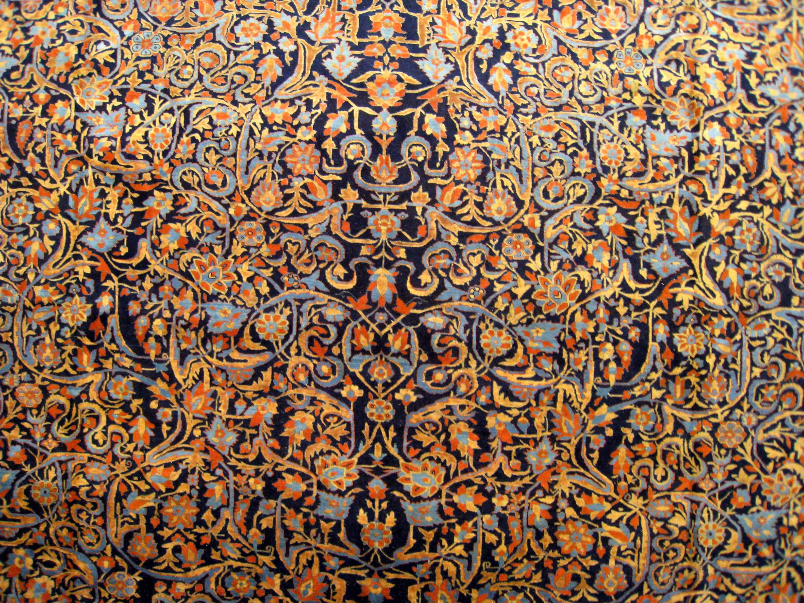 Antiker persischer Mohtesham Kashan Orientteppich, großformatig, mit Webstempel im Angebot 1