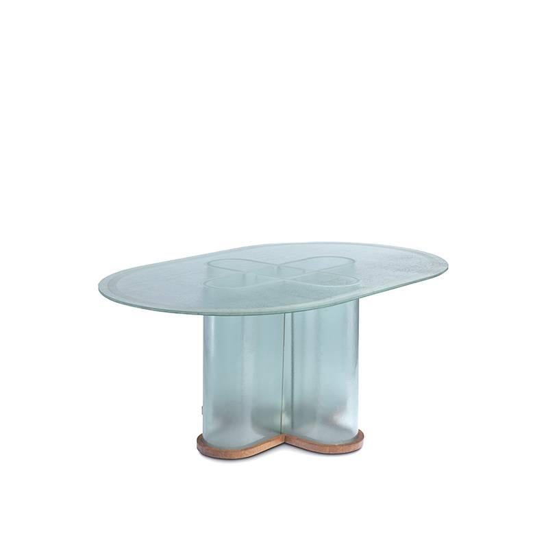 English Glass Table in Art Deco Style, England, 1970s For Sale