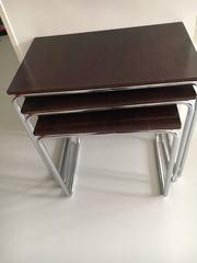 Nest of Functionalist Side Tables, Tubular Steel and Bakelite