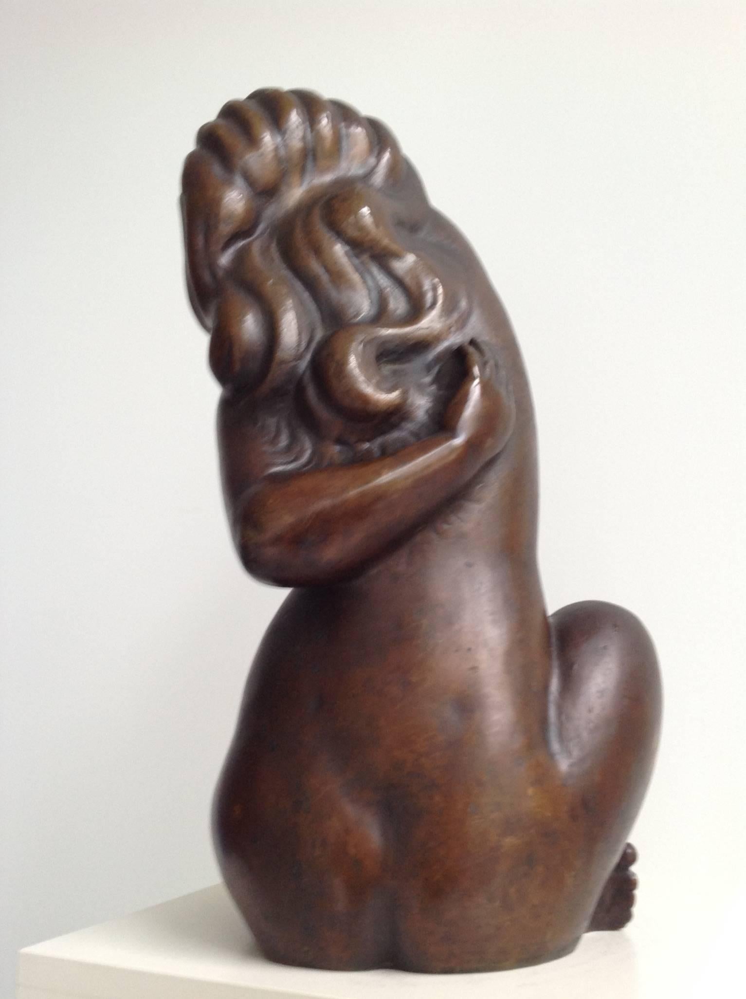 Art Deco Sculpture of a Female Nude, Bronze Byjohan Polet (1894-1971), Amsterdam School For Sale