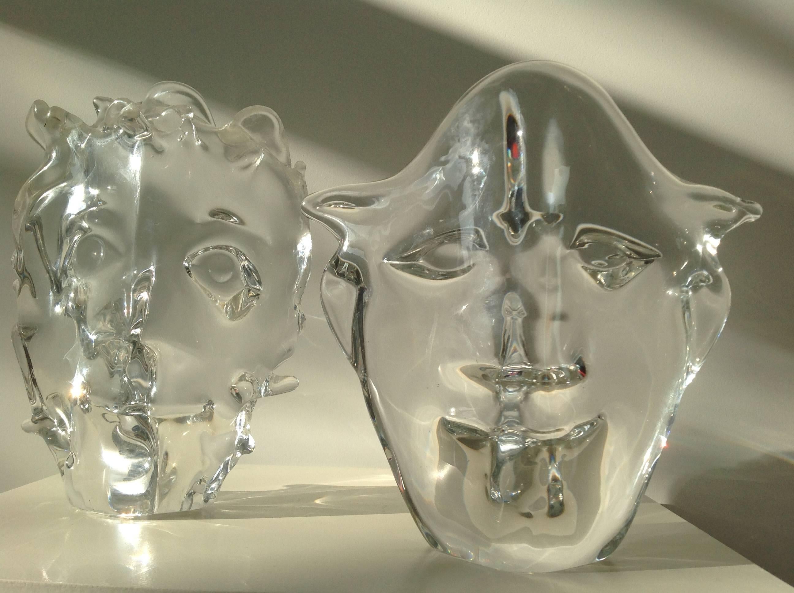 Glass masks designed by the Dutch glass designer Sybren Valkema (1916-1996) and executed by the glassmaker
Leendert van der Linden at the Glassworks Leerdam in 1960/61. Each piece is one of a kind.