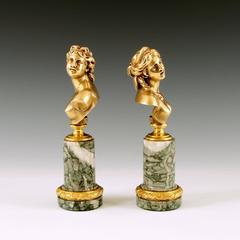 Pair of Louis XV Gilt Bronze Busts