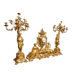 Garniture d'horloge à trois pièces de Raingo Frres, Paris