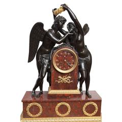 Pendulum Clock Showing Psyche Crowning Cupid