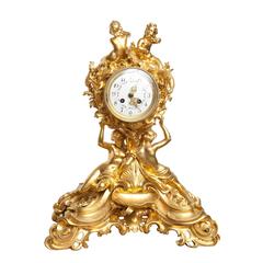 Antique Fine Nautical Themed Ormolu French Mantel Clock