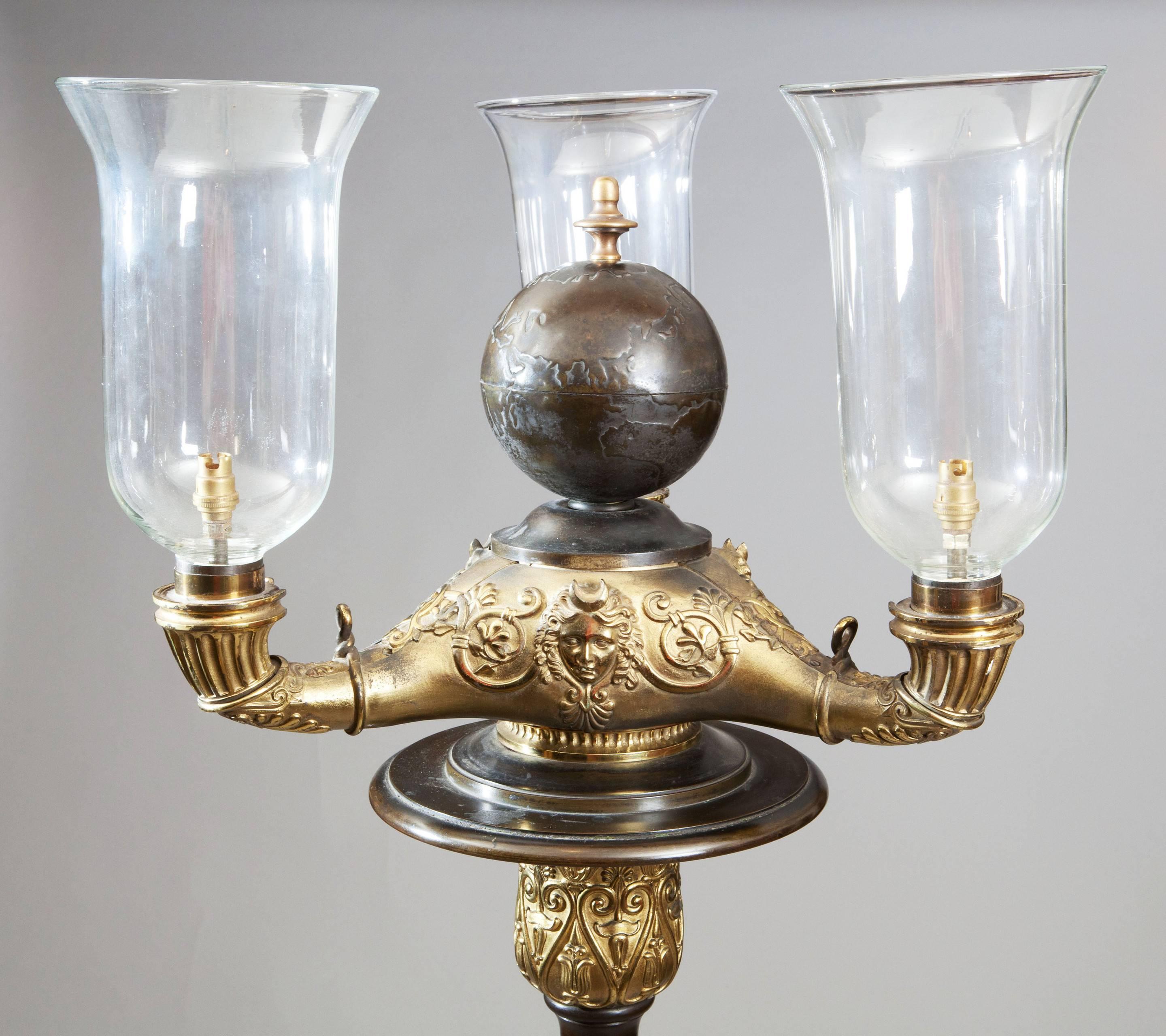 19th Century Neo Classical Hall Light in Bronze and Ormolu