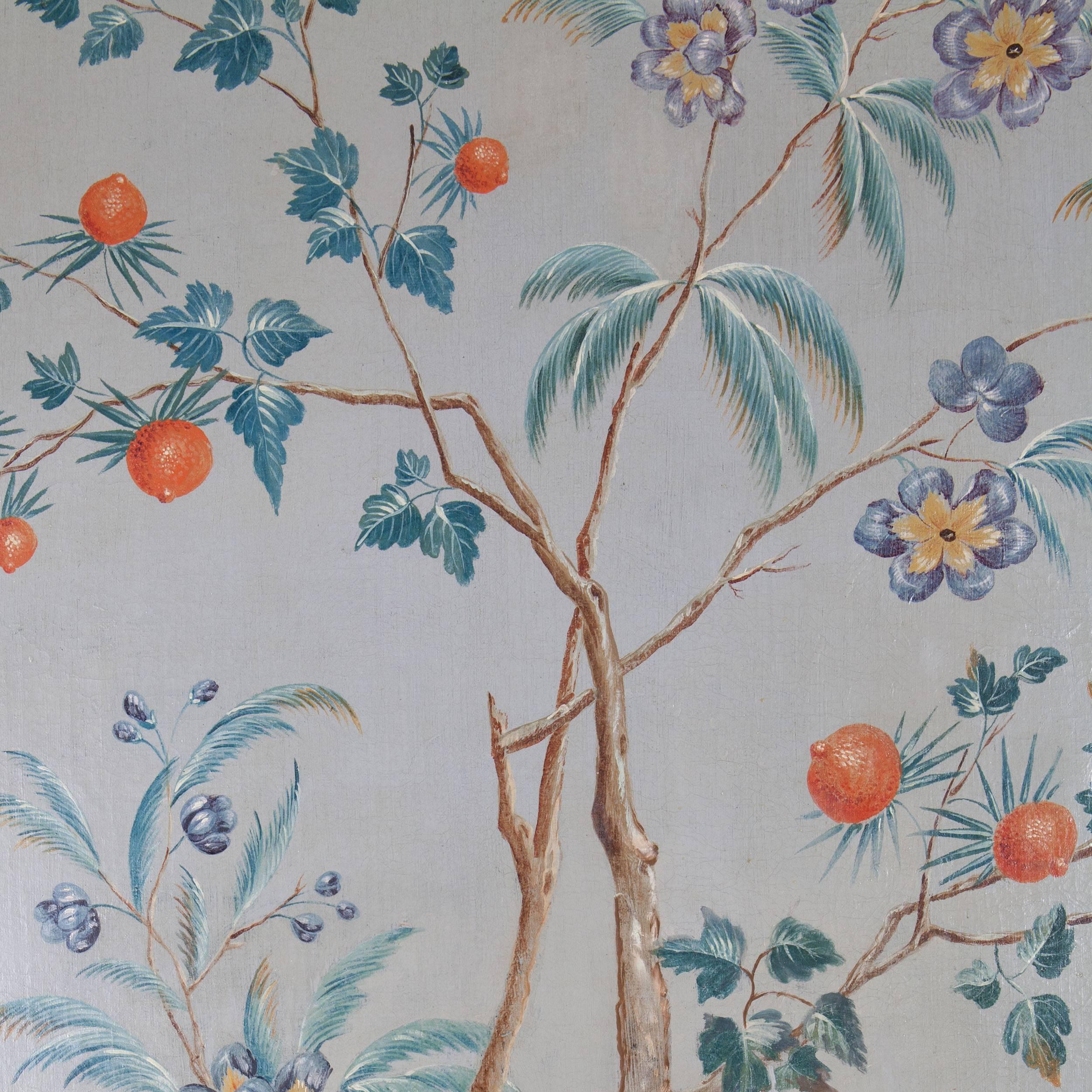 19th Century Four Large-Scale Decorative Chinoiserie Oil on Canvas Panels