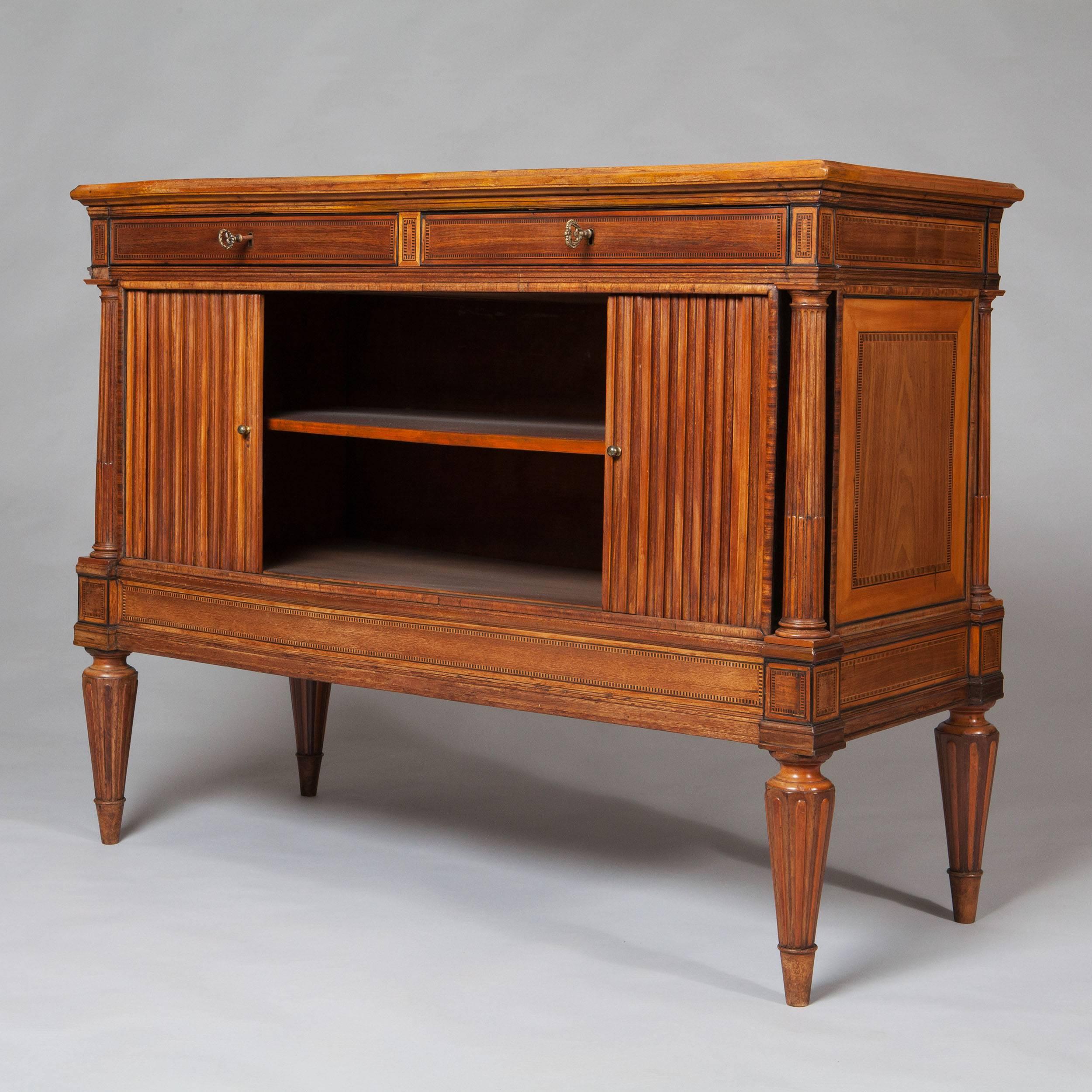 18th Century Pair of Italian Neoclassical Tambour Cabinets 1