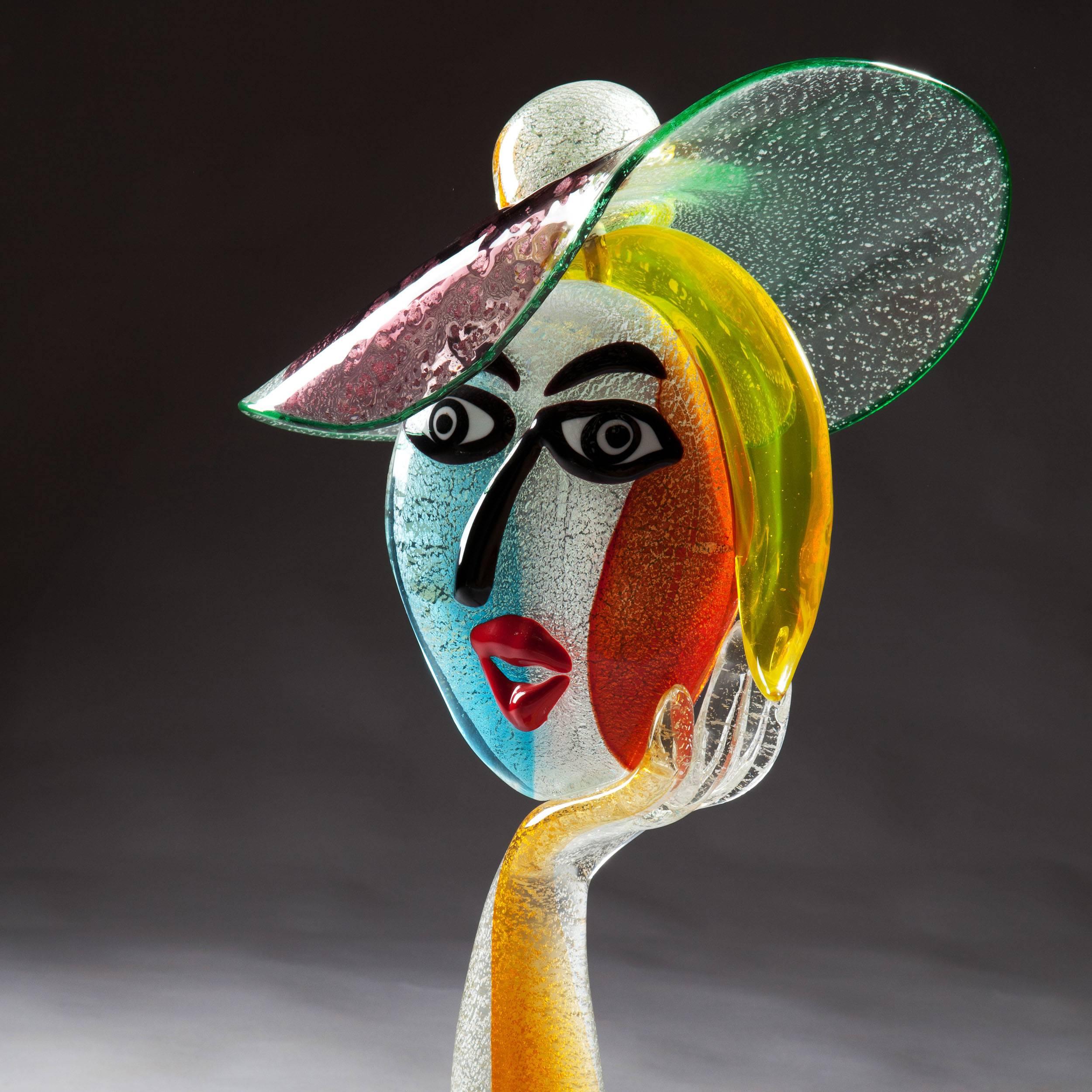 Modern Murano Art Glass Hat Wearer, Homage to Picasso