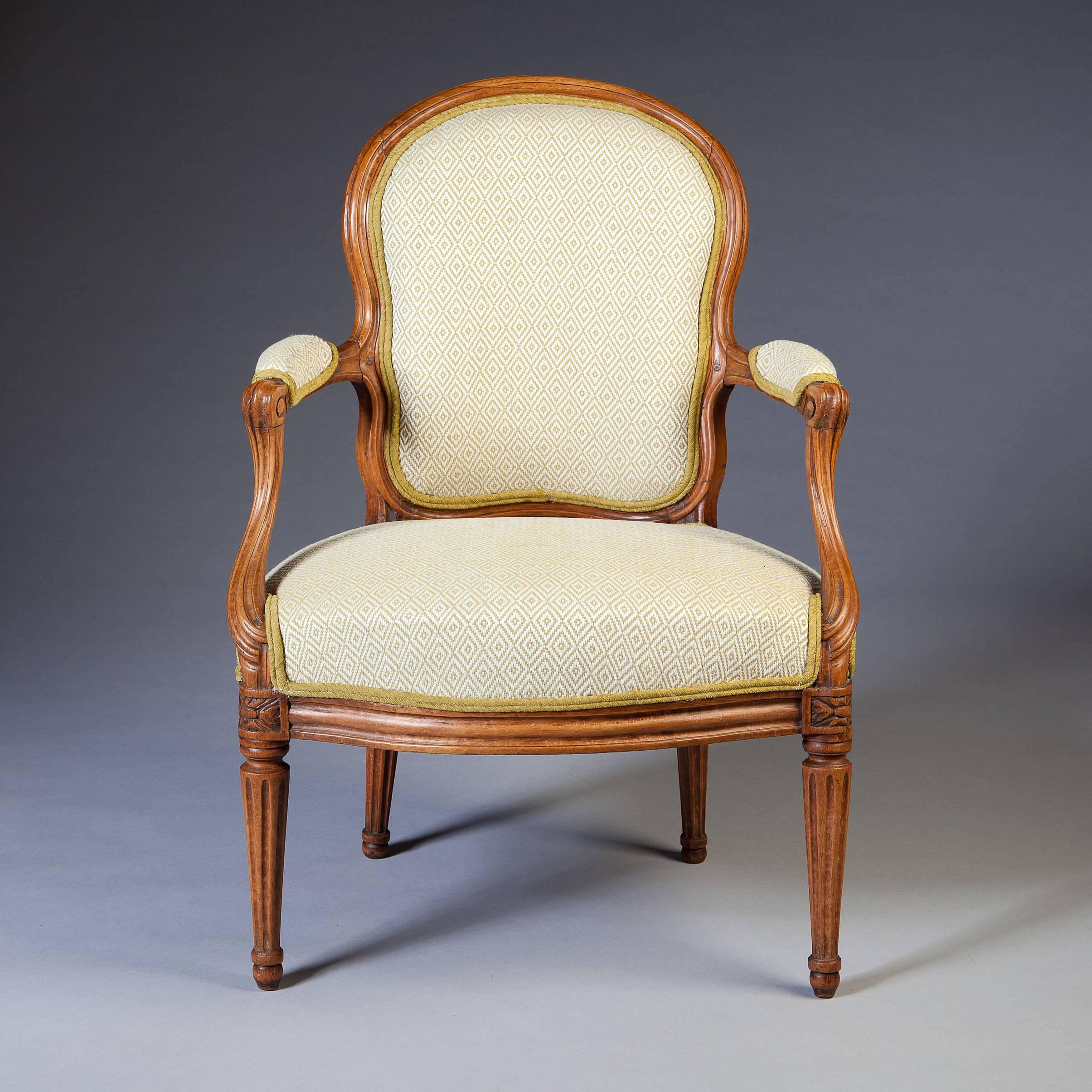 French Pair of Louis XV Transitional Fauteuils Stamped N S Courtois For Sale