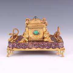 encrier en porphyre du XIXe siècle & Ormolu