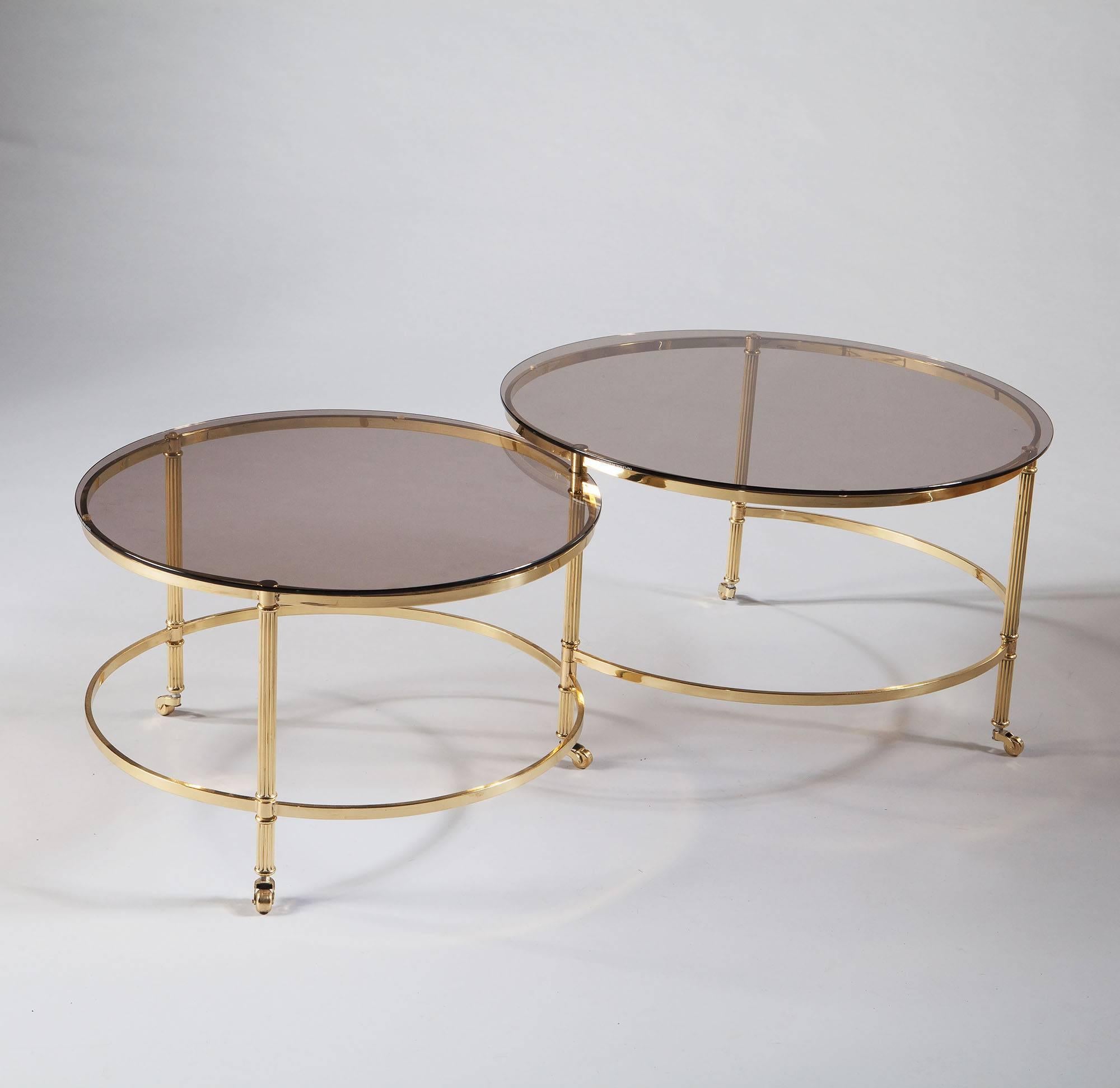 French Mid-Century Concentric Brass Coffee Table