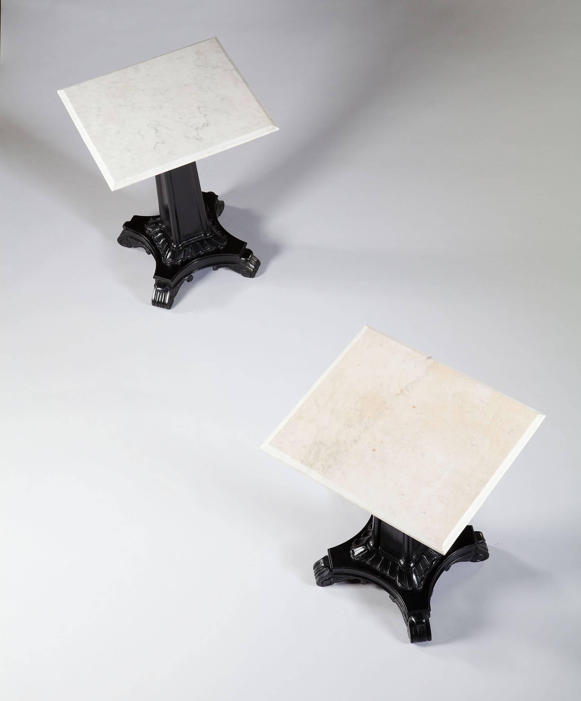Anglo-Indian Pair of Ebonized Pedestal Tables