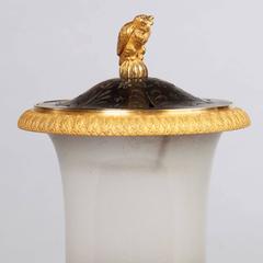 French Empire Opaline and Bronze Night Light