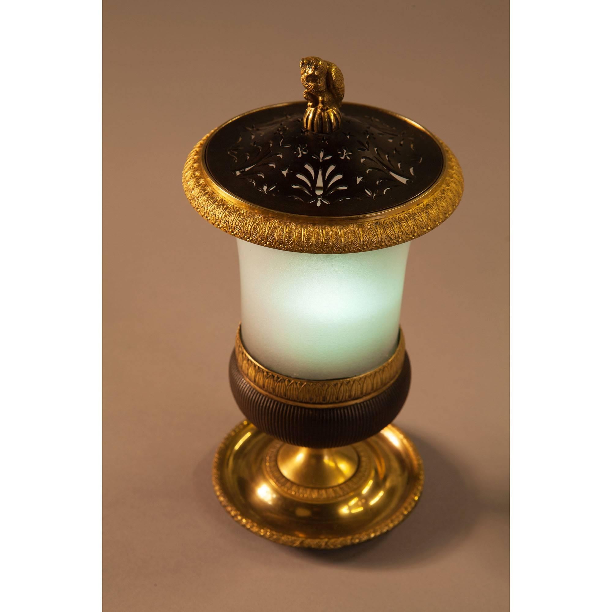 French Empire Opaline and Bronze Night Light 1