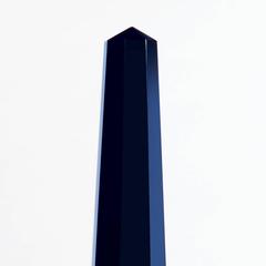 Octagonal Solid Blue Glass Obelisk by Venini