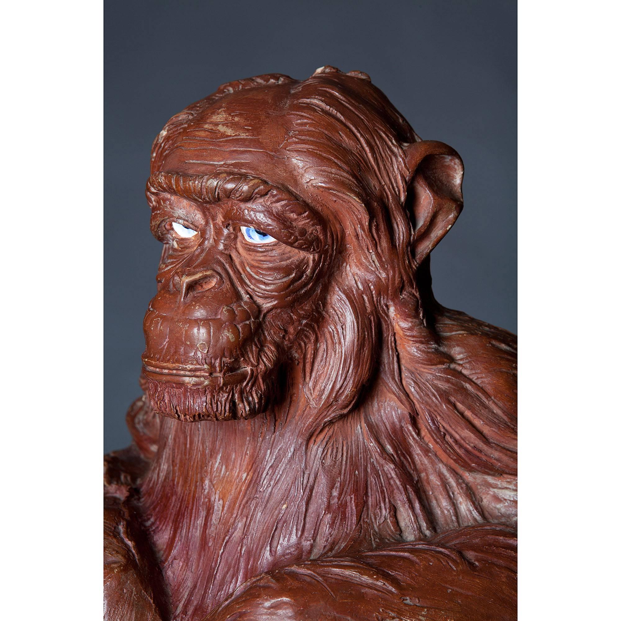 French or Italian, 19th century.

​A wonderfully amusing naturalistically sculpted pottery seated monkey. Crouched and facing forwards with its arms resting on its knees, the monkeys face with great attention to details and fitted with eyes of