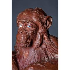 19th Century Terracotta Sculpture of a Monkey