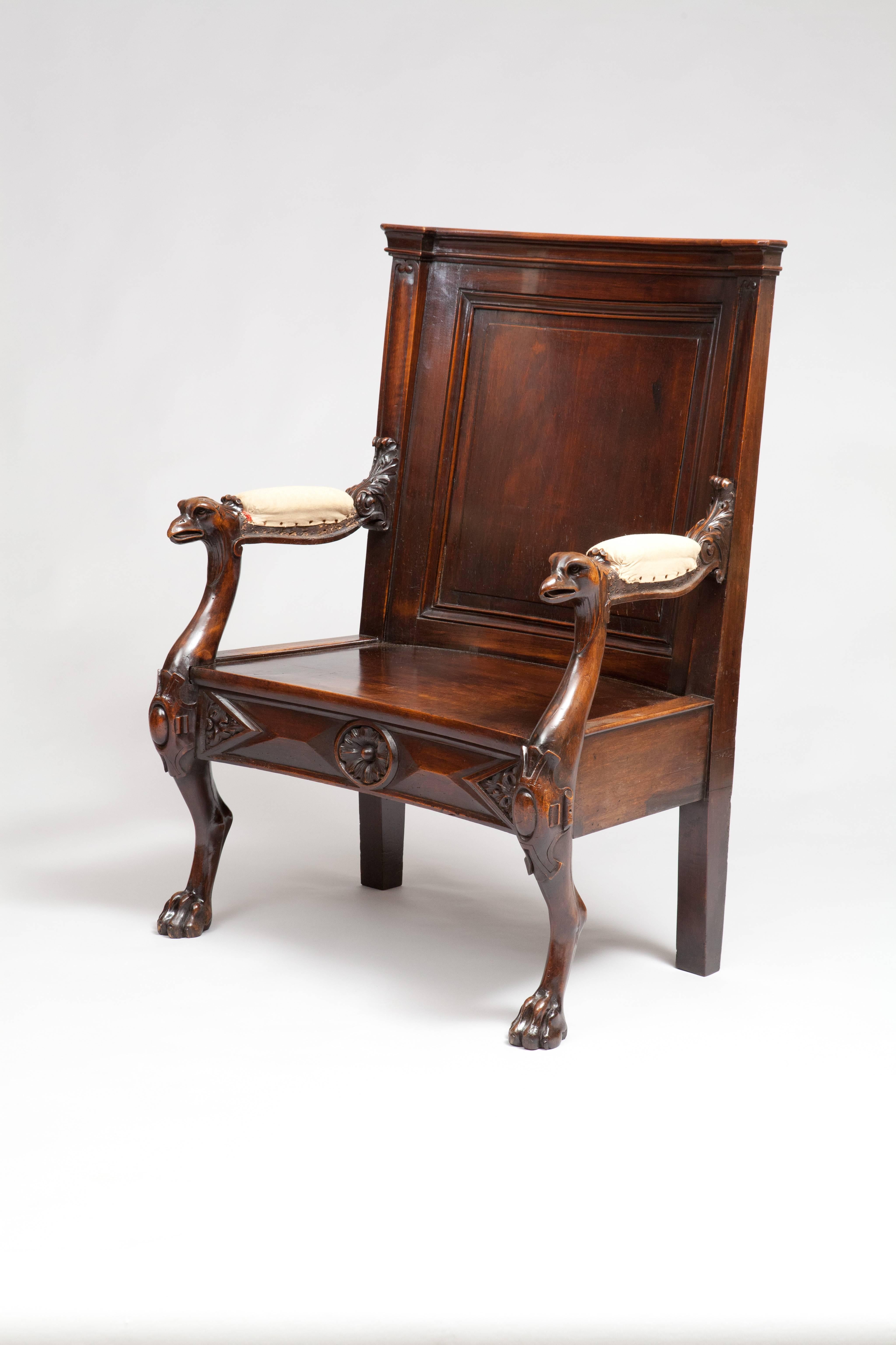 19th Century Walnut Throne Chair For Sale 1