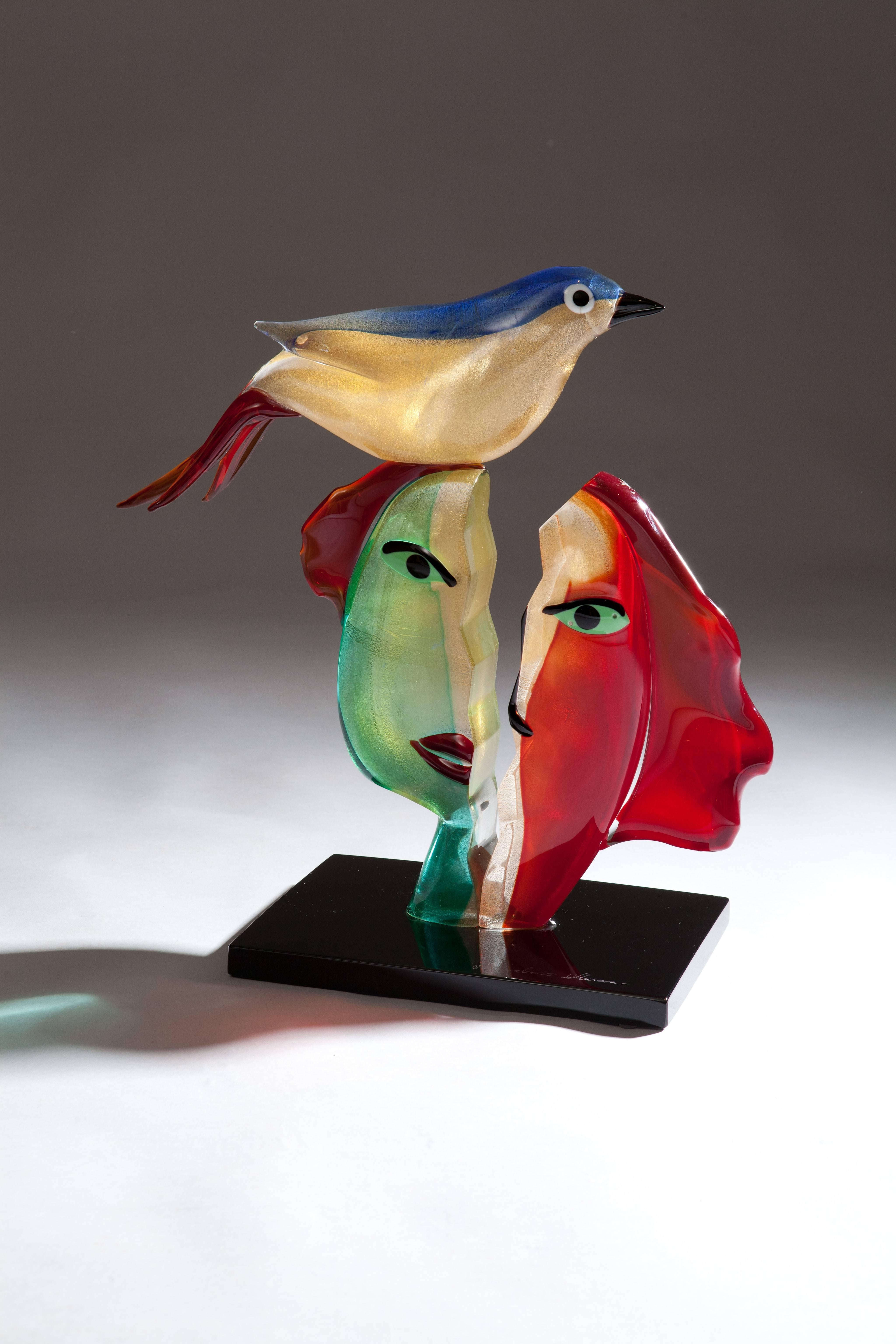 A Murano art glass group after Picasso.

Measures: Width 15in,
depth 7in,
height 16.5in,.