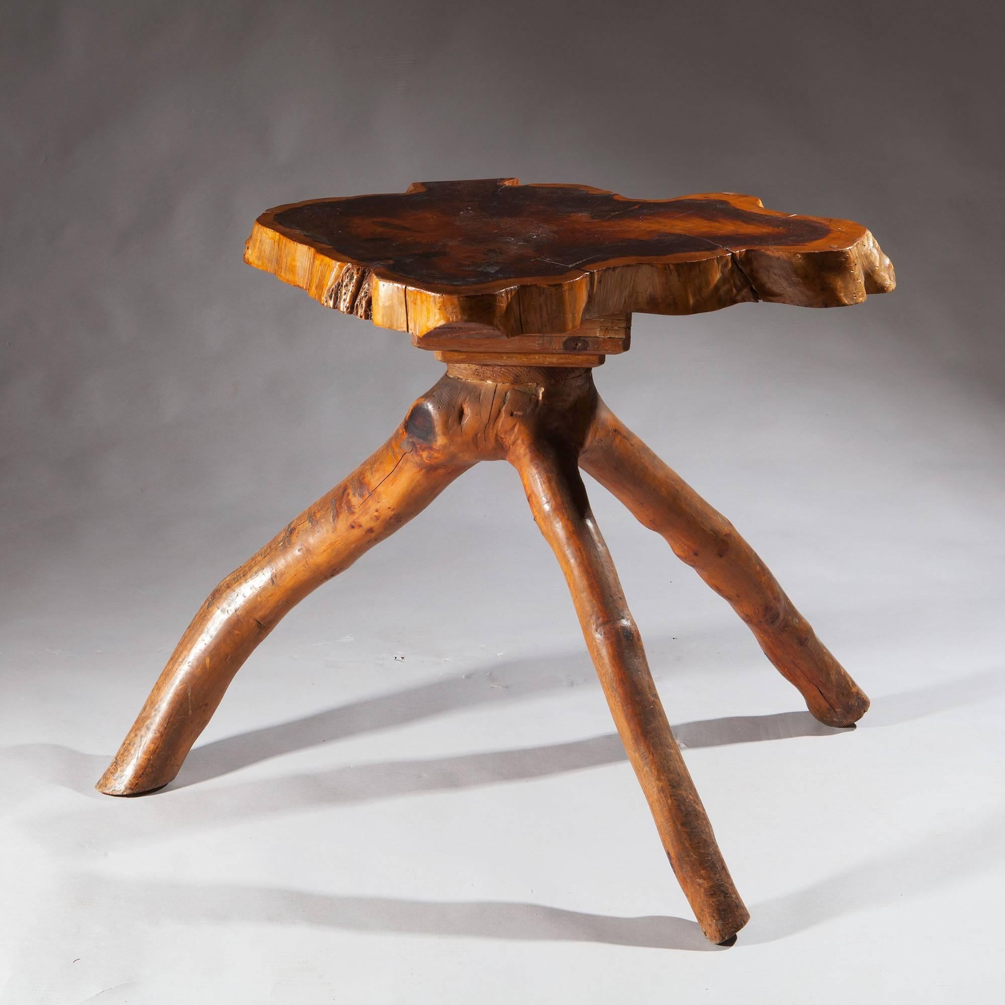 Late Victorian Yew Wood Cross Section Country Table 