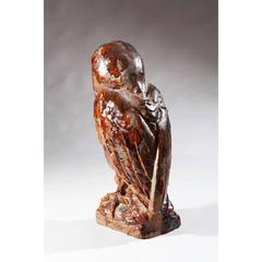 Continental Glazed Pottery Owl