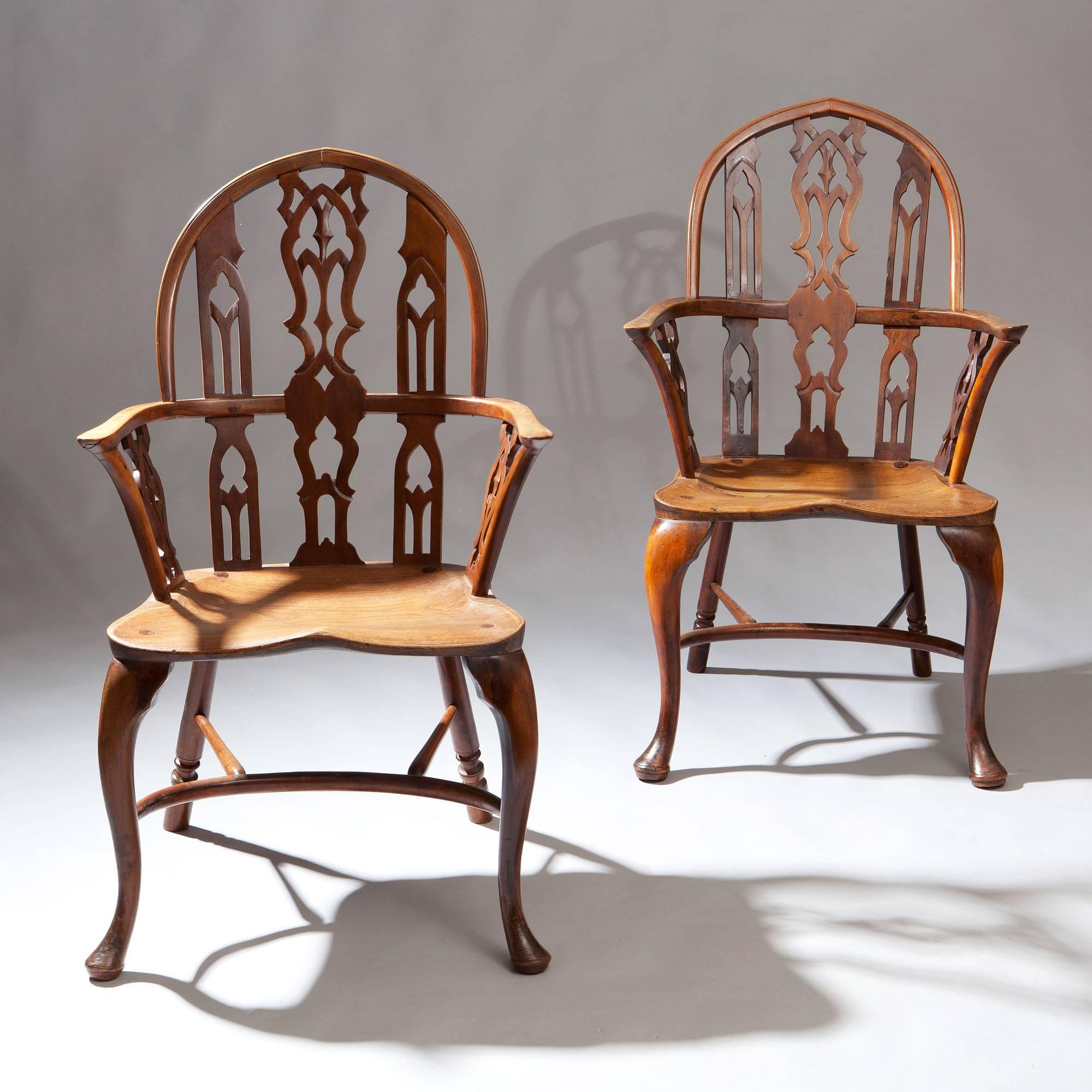 Victorian Pair of Gothic 19th Century Windsor Chairs