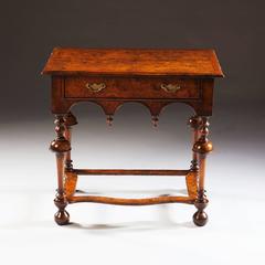Early 18th Century Burl Walnut George I Lowboy Side Table