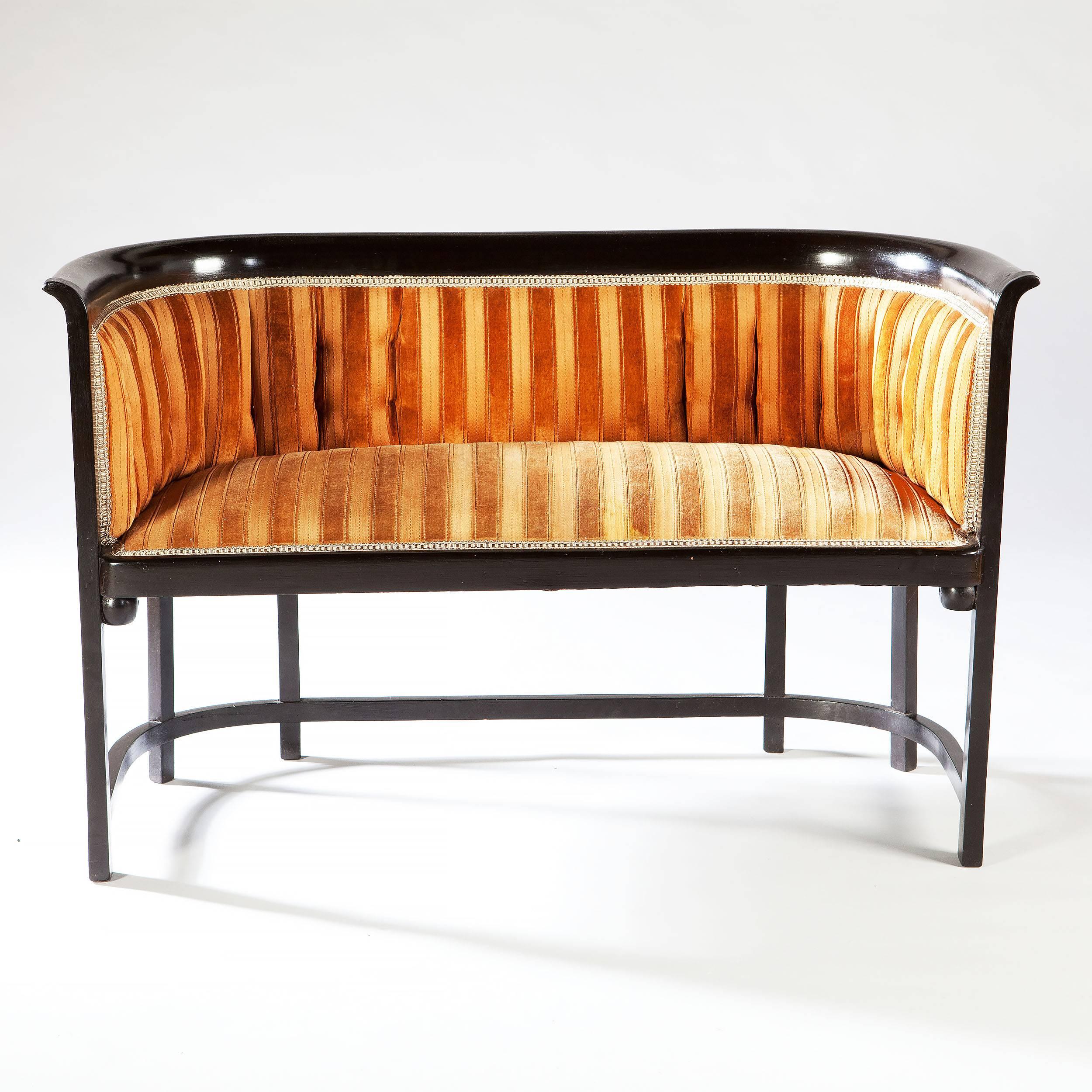Vienna Secession Matched Pair of Ebonised Viennese Settees