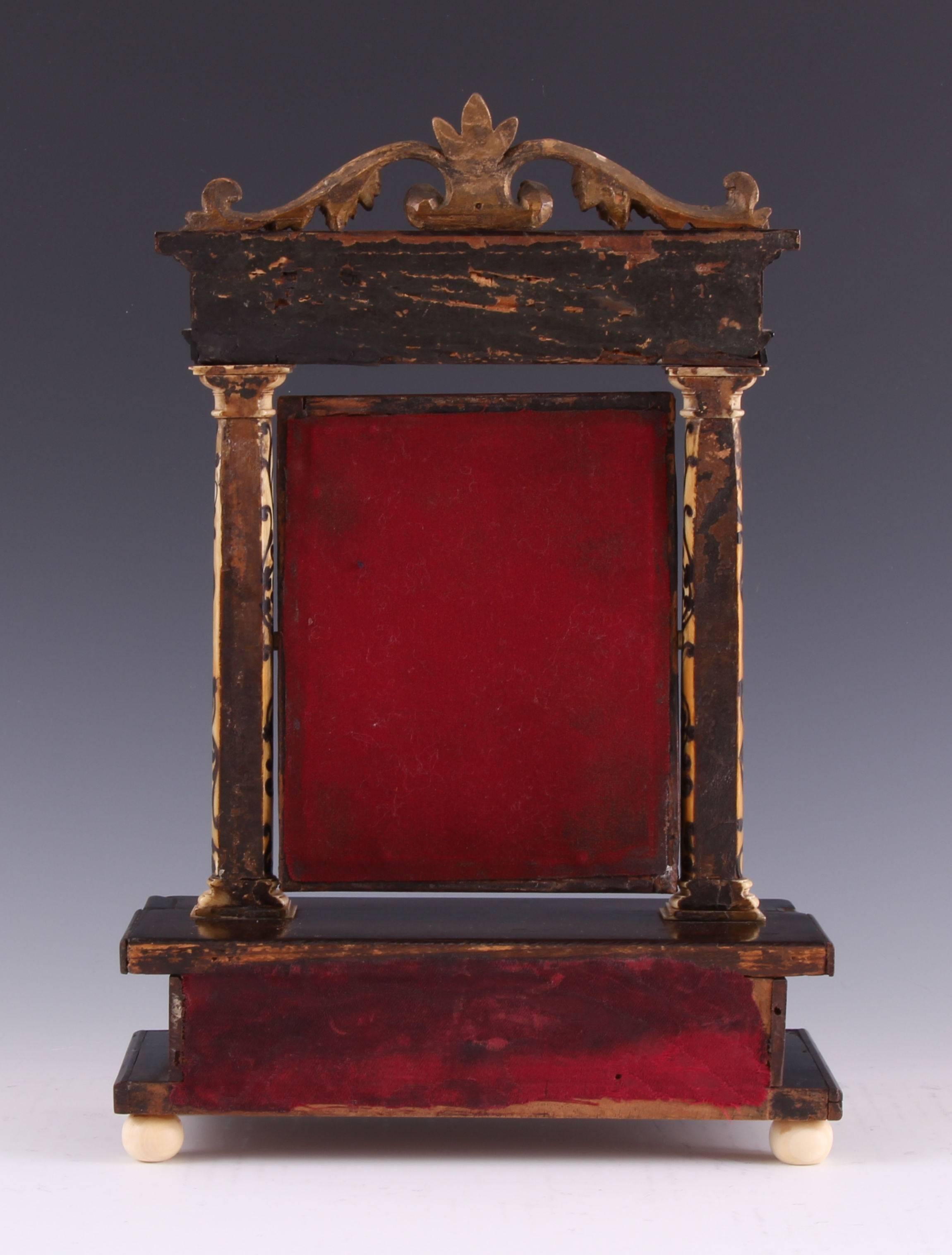 Walnut 17th Century Italian Inlaid Mirror For Sale