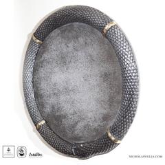 Paire de miroirs serpent Ouroboros en fonte polie